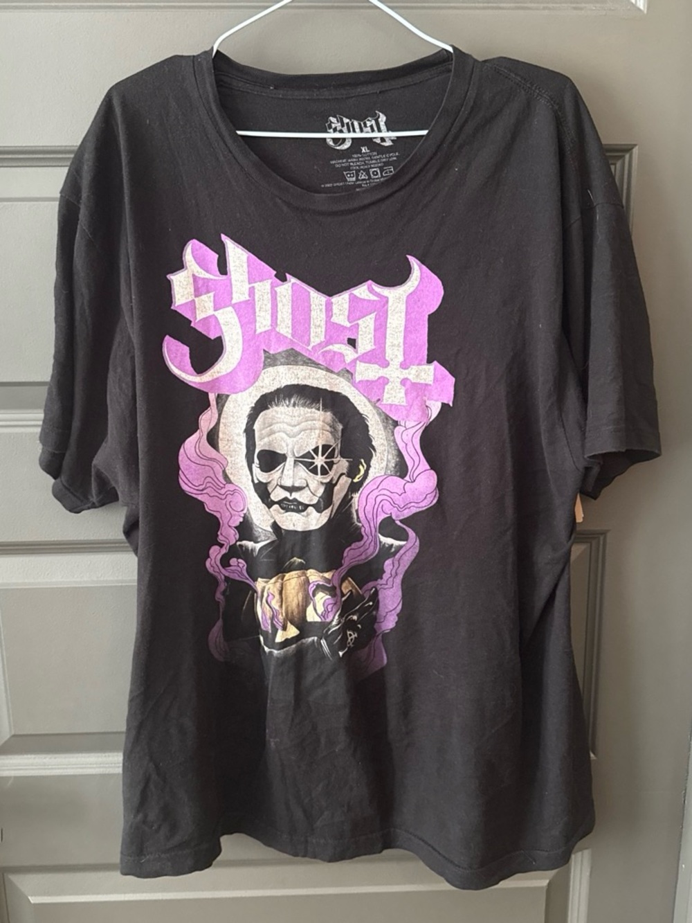 Ghost Band Black Short-Sleeve Tee with Purple Graphic